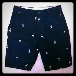 OLD NAVY 28 Pink Flamingo Print Shorts Blue Khaki
